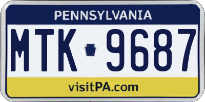 PA license plate MTK9687