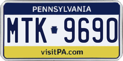 PA license plate MTK9690