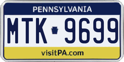 PA license plate MTK9699