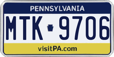 PA license plate MTK9706