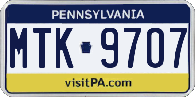 PA license plate MTK9707
