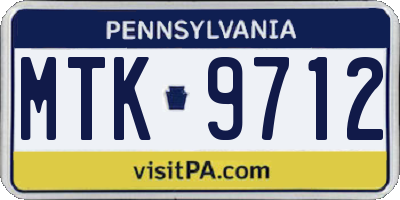 PA license plate MTK9712
