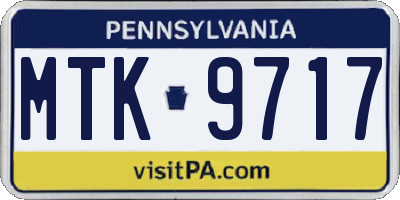 PA license plate MTK9717