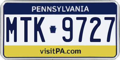 PA license plate MTK9727