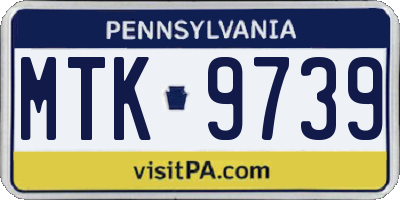PA license plate MTK9739