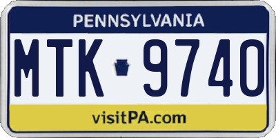 PA license plate MTK9740