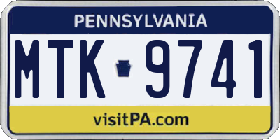 PA license plate MTK9741