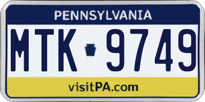 PA license plate MTK9749