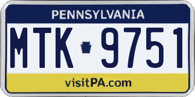 PA license plate MTK9751