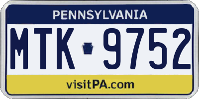 PA license plate MTK9752