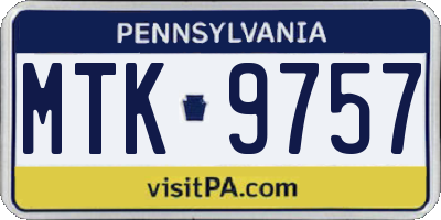 PA license plate MTK9757