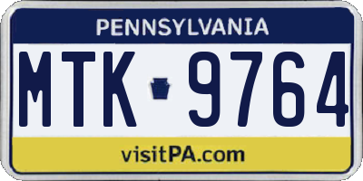 PA license plate MTK9764