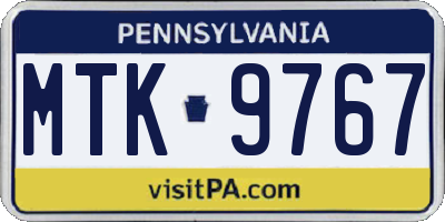 PA license plate MTK9767
