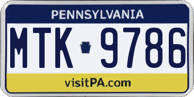 PA license plate MTK9786