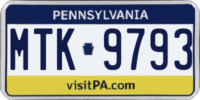 PA license plate MTK9793