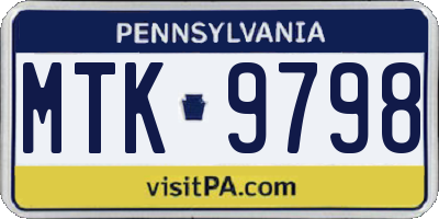 PA license plate MTK9798