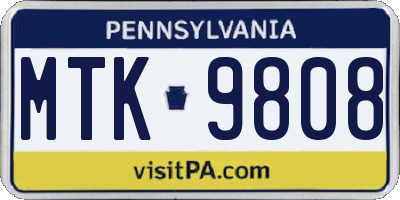 PA license plate MTK9808