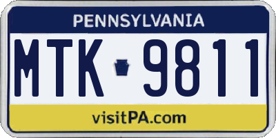 PA license plate MTK9811