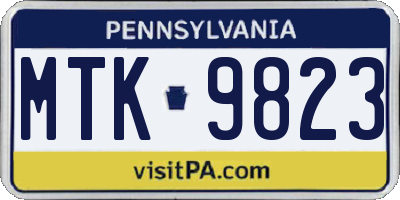 PA license plate MTK9823