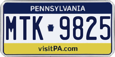 PA license plate MTK9825