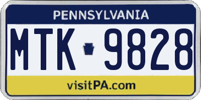 PA license plate MTK9828