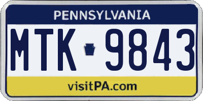 PA license plate MTK9843