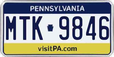 PA license plate MTK9846