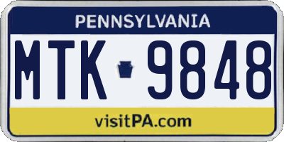PA license plate MTK9848