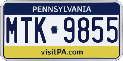 PA license plate MTK9855