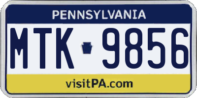 PA license plate MTK9856
