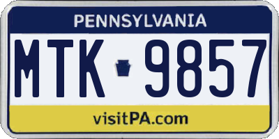 PA license plate MTK9857