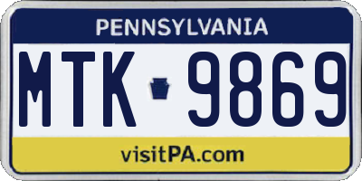 PA license plate MTK9869