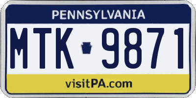 PA license plate MTK9871