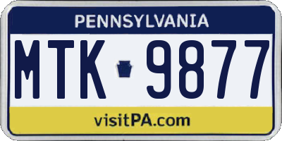 PA license plate MTK9877