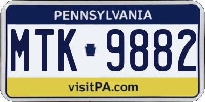 PA license plate MTK9882