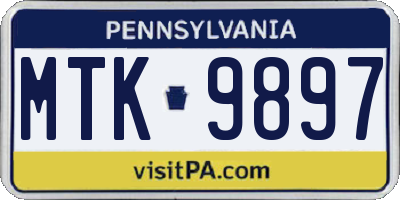 PA license plate MTK9897