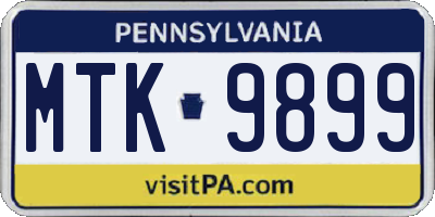 PA license plate MTK9899