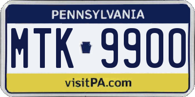 PA license plate MTK9900