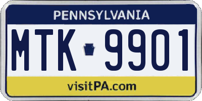 PA license plate MTK9901