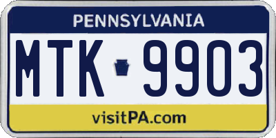 PA license plate MTK9903
