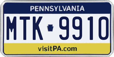 PA license plate MTK9910