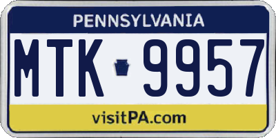 PA license plate MTK9957