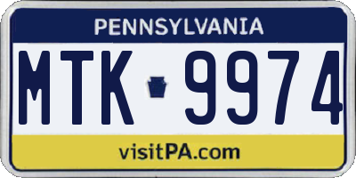 PA license plate MTK9974