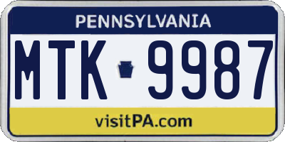 PA license plate MTK9987