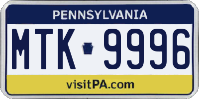 PA license plate MTK9996