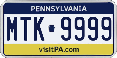 PA license plate MTK9999
