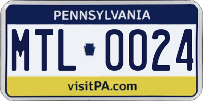PA license plate MTL0024