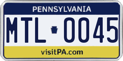PA license plate MTL0045