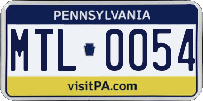 PA license plate MTL0054