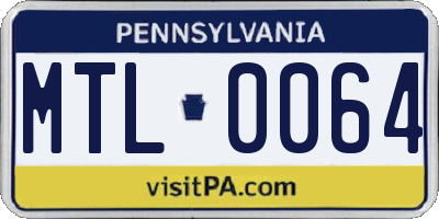 PA license plate MTL0064